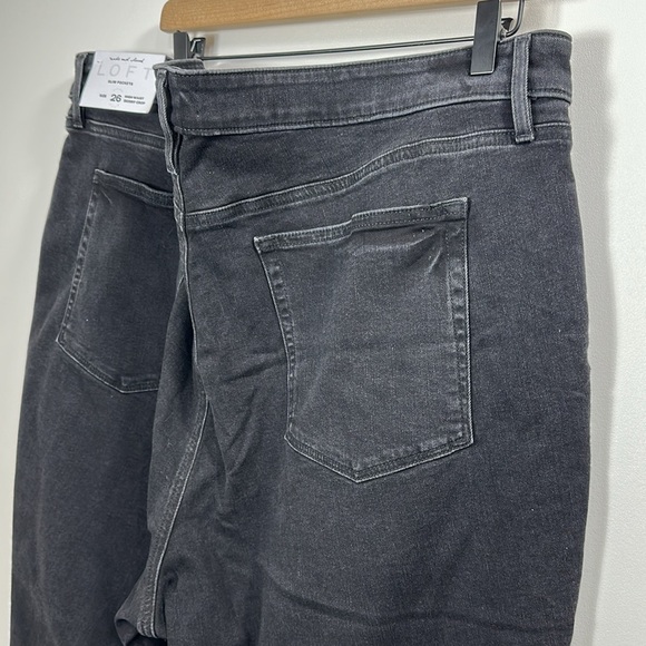 Loft Plus High Waist Skinny Crop button fly black jeans size 26. NWT. - Picture 9 of 15